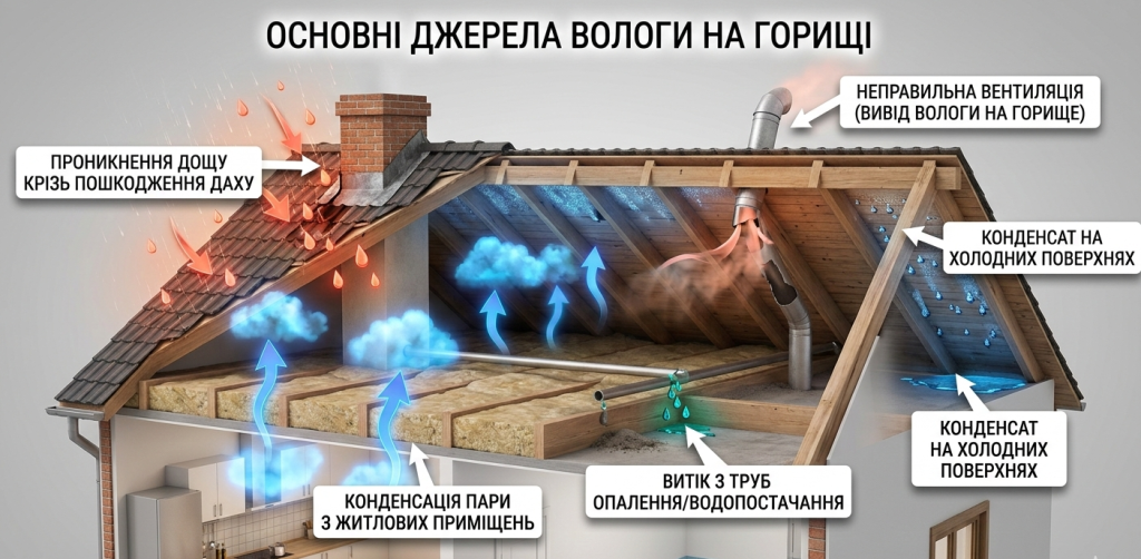 main sources of moisture in the attic