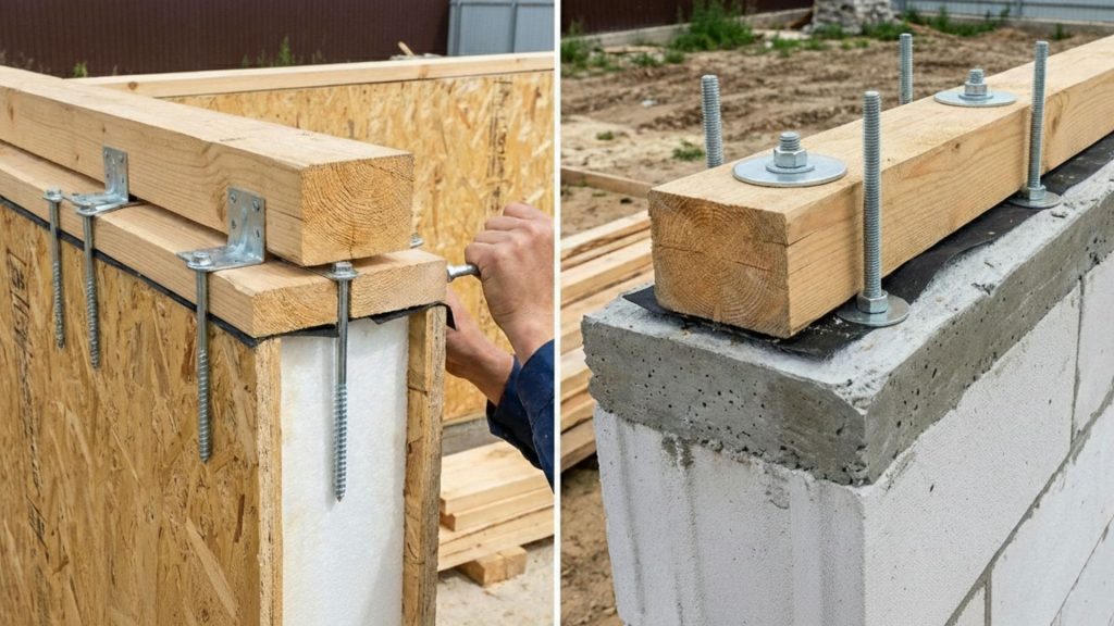 features of a roof for a house made of sip panels or aerated concrete blocks how to fasten the mauerlat