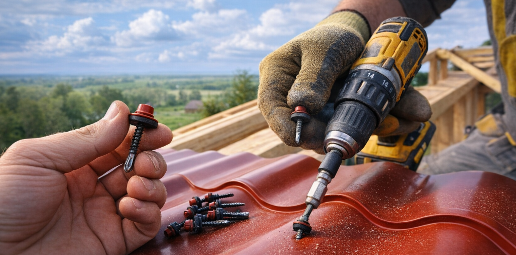 how to properly screw self tapping screws into metal tiles