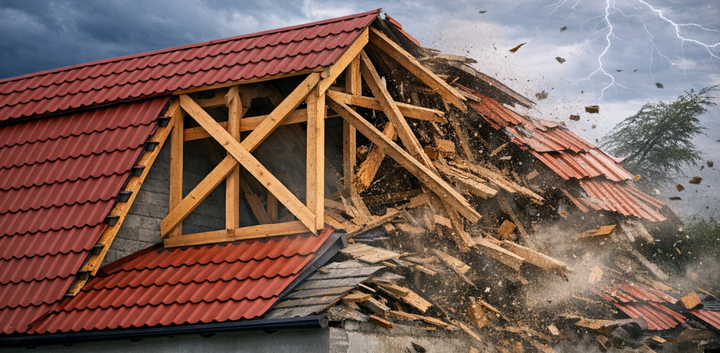 why the roof can collapse from strong winds