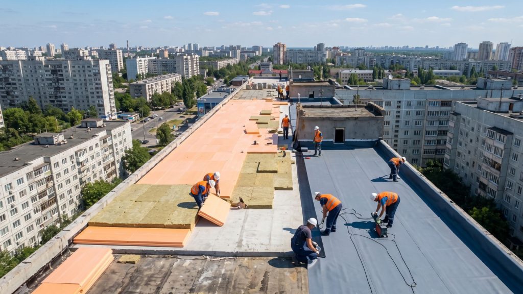 insulation of a flat roof with a rich top how to stop heating the street and change the racks for scorching