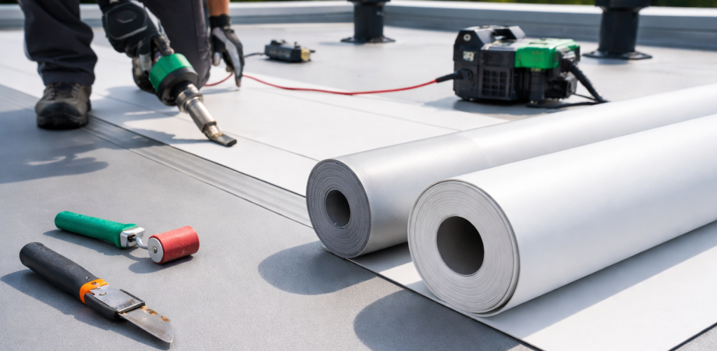 pvc and tpo membrane for a flat house in a private cottage