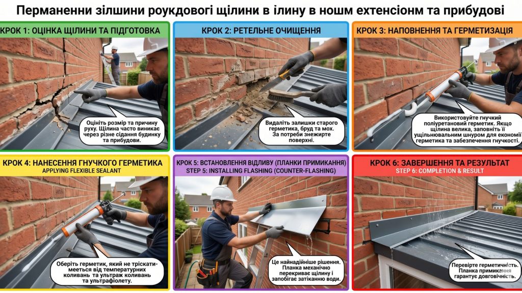 Дах над прибудовою (кухнею чи верандою) постійно відходить від стіни: як закрити цю щілину назавжди how to close this gap again