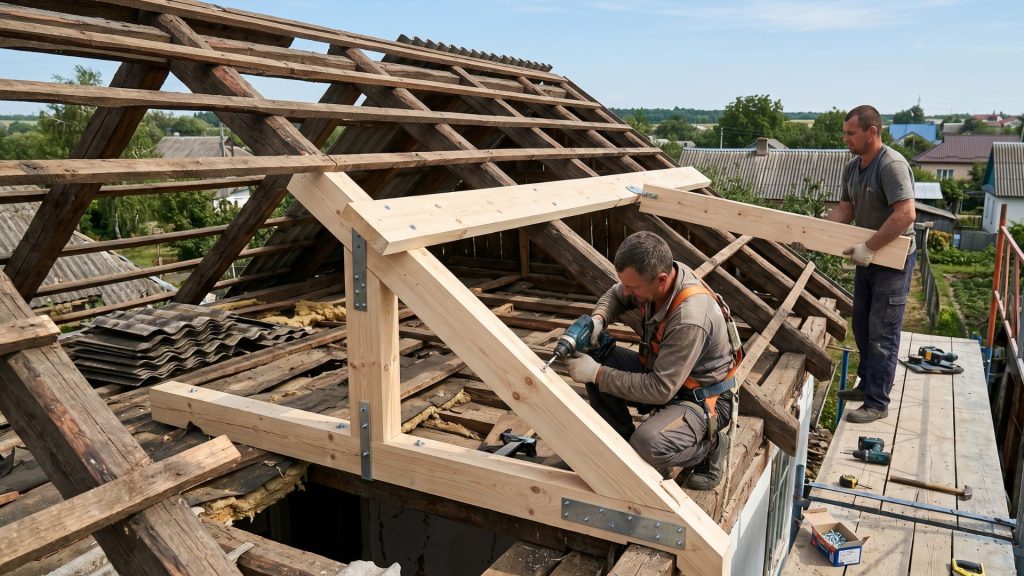 how we strengthen an old rafter system before installing a heavier roof